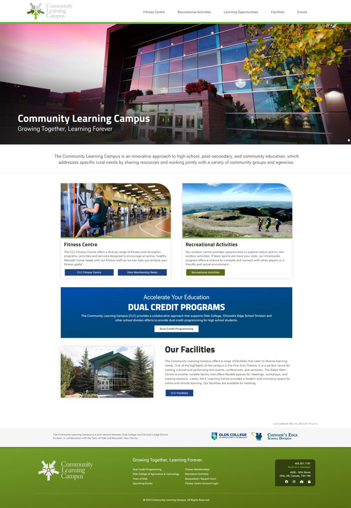 Community Learning Campus Website Screengrab